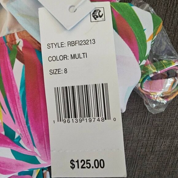 Bleu Rod Beattie Women's Fantasy Island floral Bandeau One Piece Swimsuit Size 8 - Picture 8 of 12